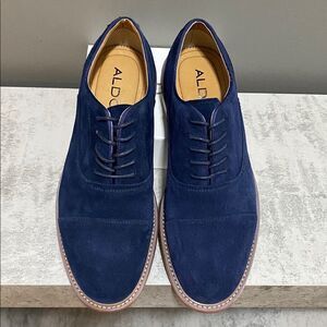 NWT Aldo Men’s Fantino Dark Blue Suede Oxfords/ Shoes Size 8